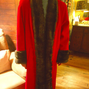 Woman's Full Length Faux Fur Trimmed Coat